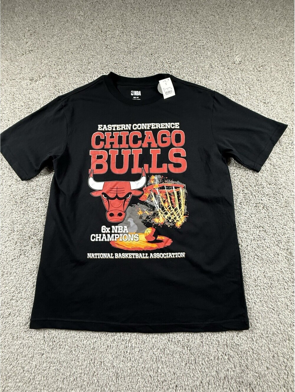NWT Chicago Bulls 6X NBA Champions Graphic T-Shirt Black Men’s Medium